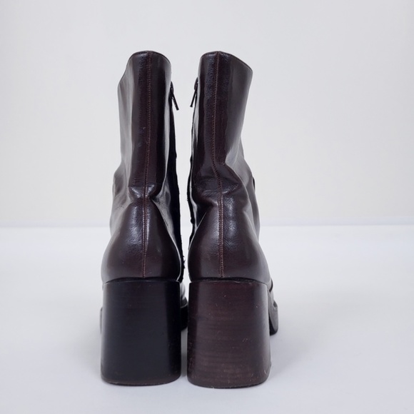 Vintage chunky heel boot square toe platform sock boot calf booties gogo - Picture 3 of 13